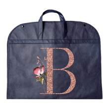 Portable Dustproof Clothing Covers Nonwovens Waterproof Clothes Dust Cover Tote Bags Rose Gold Initials A To Z Letter Pattern Clothes Dust Case Dress Protector Garment Bags Outdoors Close Organizer Dress Cover Suit Coat Storage Bag Garment Bags Wardrobe Hanging Garment Protector Cover Bag