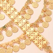 Collana o copricapo estroso e grandioso con monete in stile mediorientale e nappe a più strati come accessori per la danza