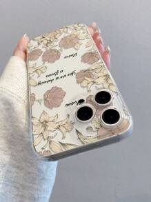 1pc Floral Print Transparent Soft TPU Phone Case, Anti-Fall Anti-Scratch Anti-Fingerprint, Camera Lens Protection, Compatible With Apple, Nothing, Pixel, INFINIX, Redmi