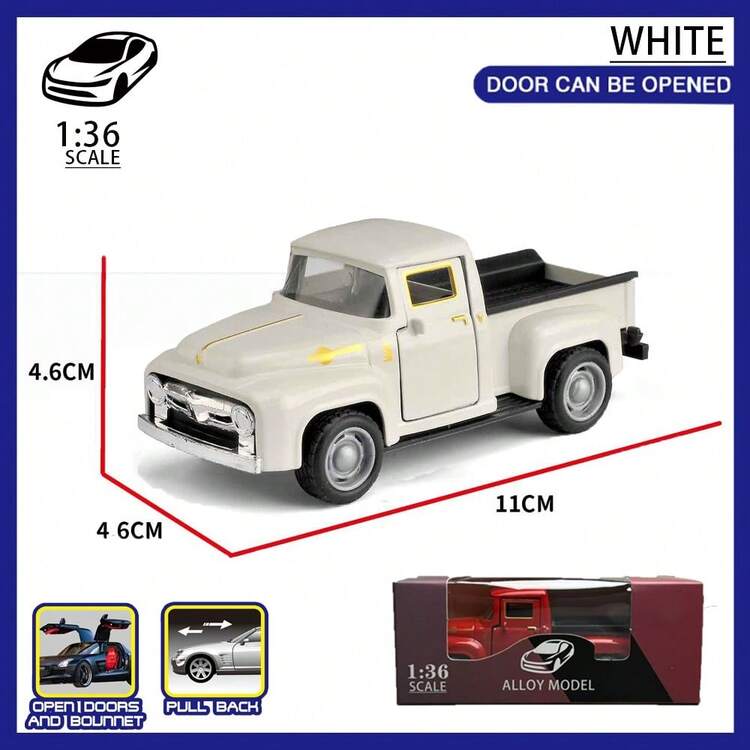1pc Retro Alloy Metal Pickup Truck Decoration - Pink & Red Classic Car Model With Chrome Decor, Openable Doors, No Battery Required - Ideal For Home & Office Decor, Toy Vehicle Collection - Multicolor - View 10