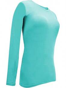 Women's Under Scrub Tee Crew Neck Long Sleeve-Shirt - Z-2pk-pnk/Aqq - 查看 3