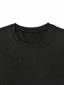 Customized Men's 2 Pieces Set, T-Shirt & Shorts, Casual, Loose-Fit. Input Your Text (Name, Slogan, Fun Text, Blessing), Upload Your Own Photo/Logo (E.G. Partner, Pet, Group Photo), Perfect For Company Uniforms, Party Outfits, Gifts For Boyfriend, Family, Friends, Birthdays, Holidays, Anniversaries, Personalized Photo Gifts. - Black - View 7