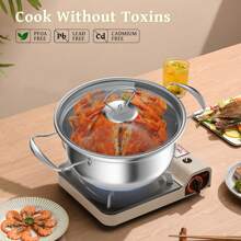 15-Piece Stainless Steel Induction Cookware Set With Visual Lid, Stock Pot, Dishwasher Safe Pot, Scale, Glass Lid For Soups, Pasta, Stews, Boiling And Simmering Deep Cookware Kitchen Utensils Outdoor General Holiday Gifts