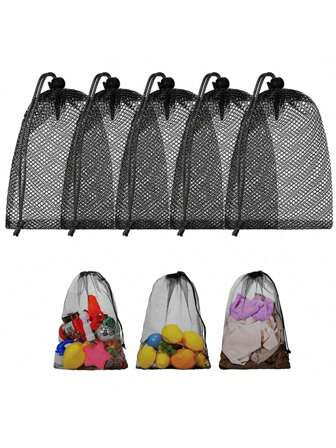 Multipurpose Nylon Mesh Drawstring Bag For Beach Toys, Swimming, Camping, And Travel - Durable And Convenient Portable