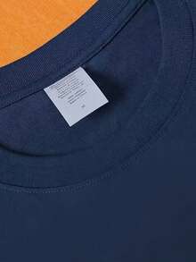 (220 Pieces Of Pure Cotton T-Shirts) 4PC Printing Casual Pure Cotton Printing Men's Summer Round Neck Short Sleeved Lining - Royal Blue + Apricot + White + Black - View 4