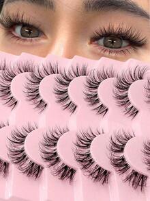 7 Pairs Natural Messy Cat Eye False Eyelashes, Transparent Band, Cat Eye Makeup Effect, Thin & Long, Extended Outer Corner, Soft & Natural Looking False Lashes - Lông mi mềm mại - Xem 11