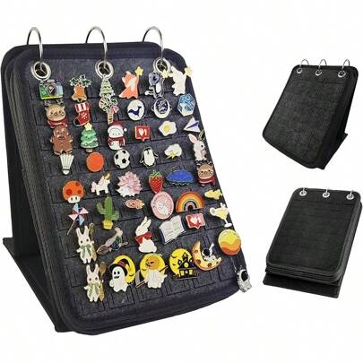 Anstecknadel Ständer, Brosche Anstecknadel Organizer, emaillierte Anstecknadel Display-Seiten für 240+ Anstecknadeln, Anstecknadel Sammlungs-Aufbewahrungskalender Ständer mit 3 Ordnern und 5 Seiten (ohne Zubehör) für Frauen Aufbewahrungsorganizer, Reisebesonderheiten, Schulanfang, Wohnheim Lagerung