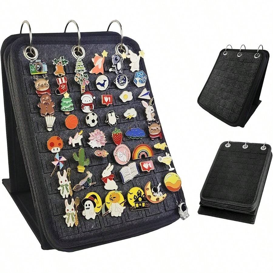 Soporte de exposición de alfileres, organizador de broches, páginas de exhibición de alfileres esmaltados para almacenar talla grande de 240 alfileres, accesorio de almacenamiento y organización de colección de alfileres con 3 carpetas y 5 páginas (sin incluir accesorios) para mujer, esenciales de viaje, vuelta al colegio, dormitorio