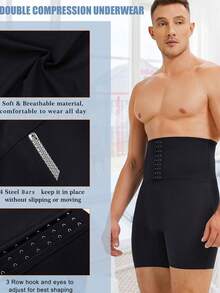TAILONG Men's Shapewear Tummy Control Shorts High Waist Underwear Slimming Body Shaper Compression Boxer Brief - màu đen - Xem 2