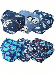 6 件婴儿训练裤，可重复使用可洗布尿布，透气尿布套，用于如厕训练 - 彩色 - 查看 6