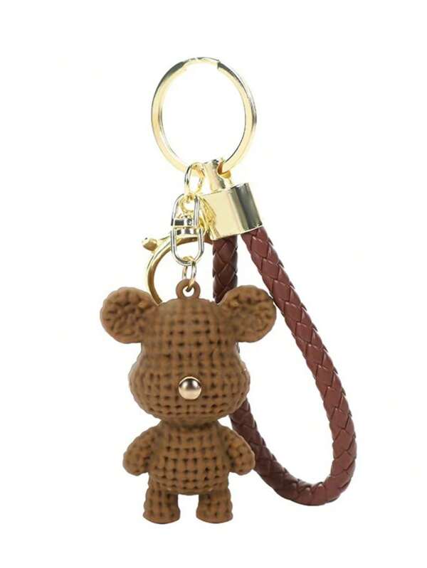 1pc Cute Cartoon Plush Bear Keychain, Fashion Bag/Purse Charm, Car Key Chain