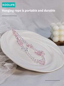 1pc Koolife Crystal Beaded Chain, Butterfly & Heart Pendant Strap, Suitable For Phone/Wrist/Earphone/Camera, Short Mobile Phone Lanyard, Bag Keychain, Gift For Mother, Family, Friends, Birthday, Festival, Phone Case Decoration - Style D - View 8