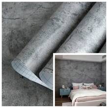 1 Roll Of Thickened Retro Dark Gray Cement Self-Adhesive Wallpaper 3D Stereoscopic PVC 15.7inX39.9/118.1/196.8in Peelable Immediately Leaving Contact Paper Suitable For Kitchen Living Room Bedroom Bathroom Dormitory Dining Table Stickers Furniture Renovation Home Decoration Wallpaper Wall Paper Wall Stickers Room Decor Wall Decor Living Room Decor