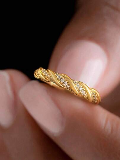 1pc 925 Sterling Silver Luxury Fashion Twisted Rope Of Lines Ring With Women Daily Commuter Decoration Rings Party Accessory Ladies High Quality Ring Fine Jewelry Gift