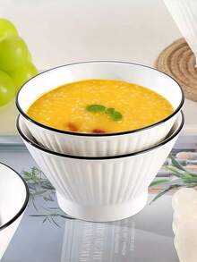 8/6/4件套日式陶瓷拉面碗，5英寸，新款条纹高脚面碗和汤碗，沙拉碗，厚实优质意大利面食碗，餐厅/家用餐具，可放入洗碗机和微波炉