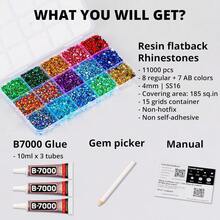 Local Delivery--30000Pcs Resin Jelly Rhinestones For Crafting Bedazzling, Multicolor 3mm Flatback Gems For Crafts Clothing Clothes Tumblers Shoes Nails, Flat Back Mixed Color Bulk Bedazzler Kit Jewels With B7000 Glue - Multicolored 4mm - View 2