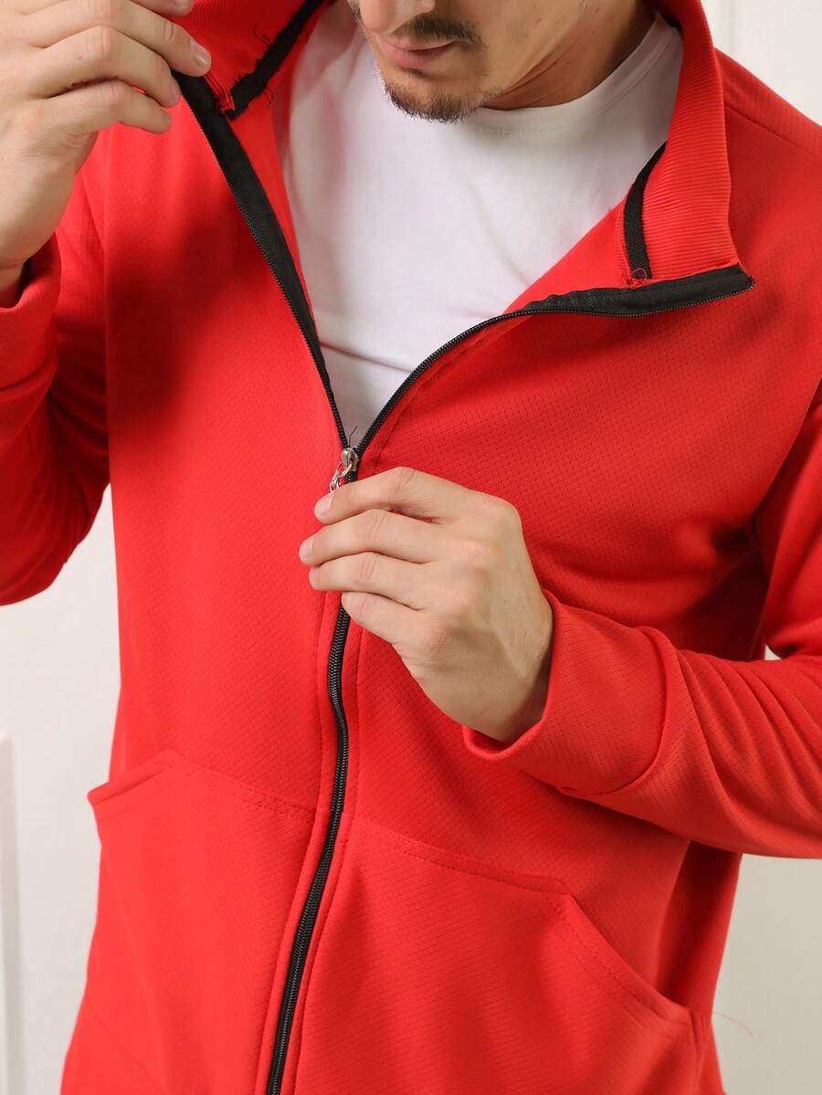 VII.TP Cold Weather Blouse Men's Hoodless Sweatshirt With Zipper Cold Weather Coat - Red - View 1