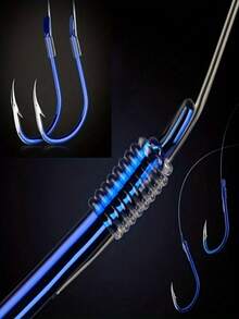 20pcs/10 Pairs Fishing Hooks Suitable For Freshwater Fishing, Small To Medium Sized Fish - Blue - View 4