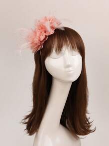 1 Stück Blumen-Haarband Fascinator Hut Tea Party Kopfbedeckung mit Federn Derby Hochzeit Fascinator auf Haarband für Mädchen und Frauen