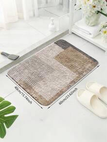 1 件现代几何跑步垫 - 柔软仿羊羔绒面料，防滑 TPR 背衬，米灰色，矩形，适用于客厅、卧室、走廊或户外空间，易于清洁的家居装饰垫入口装饰