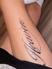 可水洗、防水、防汗、不反光临时纹身贴纸，一体式，酷炫性感英文艺术临时纹身贴纸，欧美风格，适合日常使用，可持续3-5天