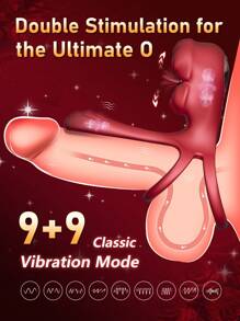 Adult Sex Toys Vibrator, Vibrating Penis Sleeve Cock Ring With Full Lips Tongue Clitoral Stimulator, APP Penis Ring Couples Pleasure Sex Toys For Men Women, Mouth Tongue Licking Penis Ring Vibrator For G Spot Stimulation, Male Female Couples Sex Toys