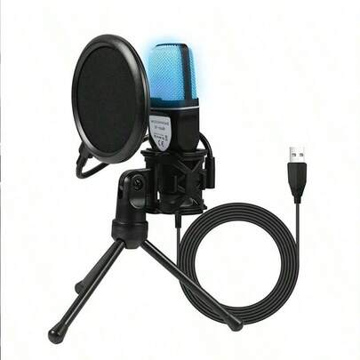 USB Microphone RGB Microfone Condensador Noise Reduction Wire Game Mic For Podcast Recording Studio Streaming Laptop Desktop PC