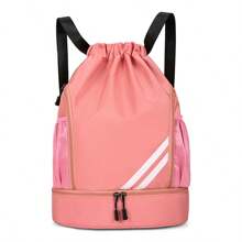 1 pieza Mochila con cordón de nailon, puede contener raqueta de bádminton, bolsa impermeable para entrenamiento de baloncesto, equipo y zapatos de fútbol, mochila ligera unisex para deportes al aire libre y fitness