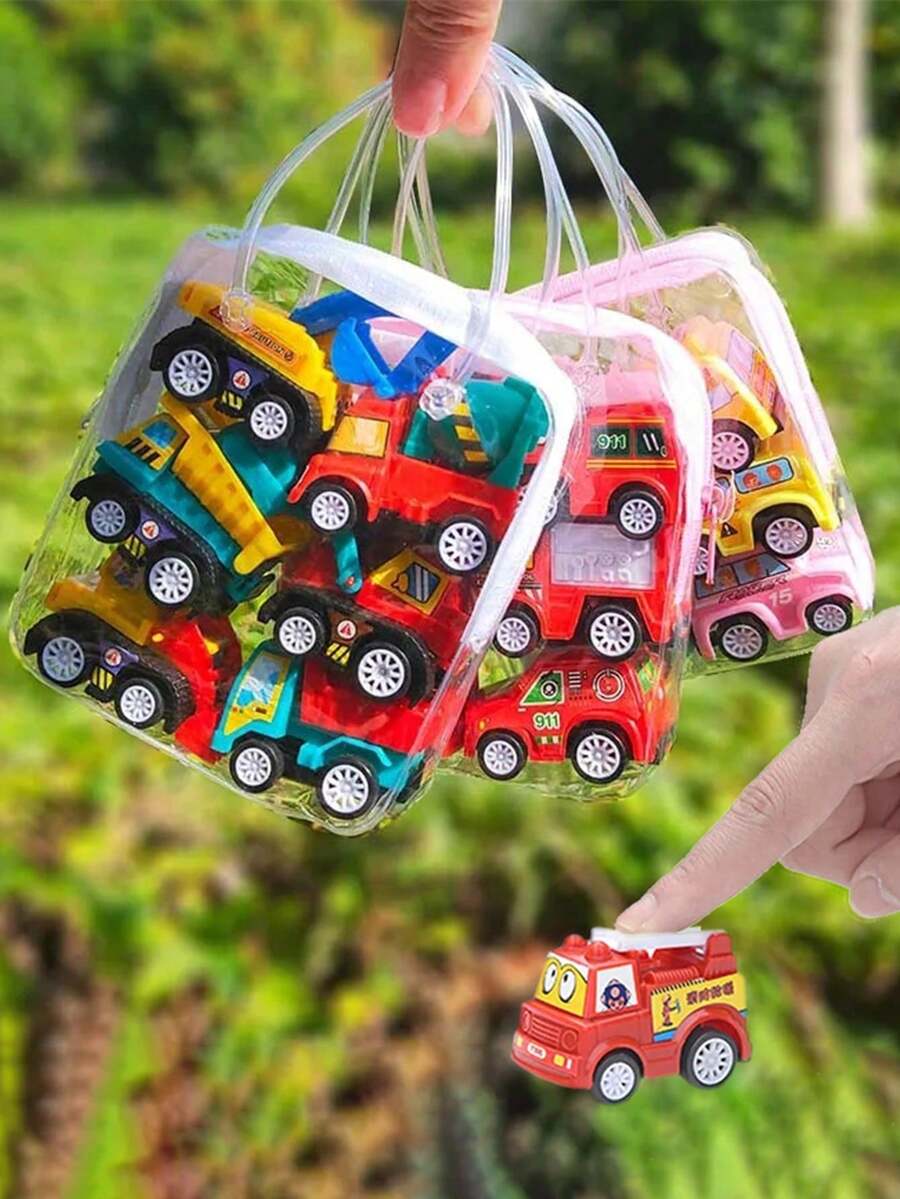 6pcs/Pack Mini Pull Back Cars Creative Lovely Simulation Cartoon Cart Model Carnival Prizes,Goody Bag Fillers Birthday Festivals Gift - Multicolor - View 1