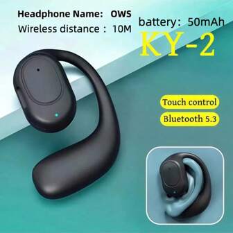 سماعة أذن واحدة لاسلكية بتقنية بلوتوث KY-2 TWS تعليقية لا بالأذن نوع أعمال رياضي HD للألعاب مريح للتنقل ل- سام سونج لشاومي لفيفو لوبو لهواوي لتيكنو سعة 50 مللي أمبير ساعة