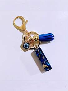 1pc Chic Blue Resin Alphabet Initial Keychain With Evil Eye & Tassel - Stylish Oblong Letter Charm, Rhinestone Embellishments, Lobster Clasp - Perfect Everyday Accessory & Thoughtful Gift For Women, Ladies Key Ring Backpack For School Car Accessories Cute Goth Y2k - Multicolor - View 37