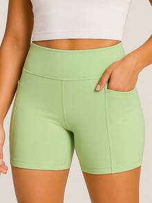 jelik fashions Elegant Women's Bermuda Shorts With Side Pocket In Polyamide For Gym Training Games Running Walking - Impeccable Comfort And Style For All Occasions! - 0.霧綠 - 查看 2