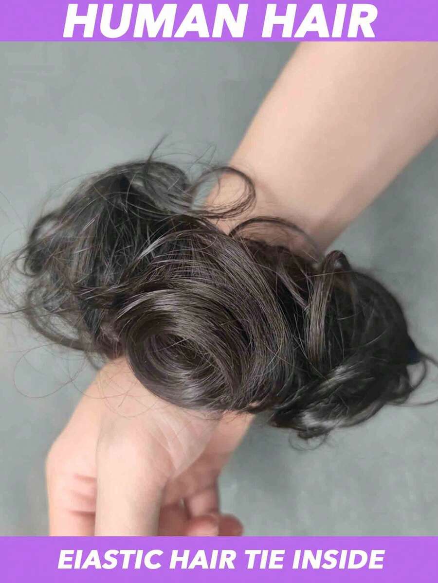 Messy Bun Hair Piece Human Extensions Hair Bun Thick Updo 1PC Scrunchies Hair Extensions Ponytail Hair Pieces For Women Girls Bun Hair Extensions Comfortable Soft Easy To Wear Daily Head Accessories - Natural Black - View 1