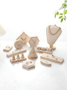 1 件橡胶木高档天鹅绒木制珠宝展示架,垂直项链架,耳环架收纳架女士收纳整理器旅行必需品返校宿舍收纳秋季装饰 - 彩色 - 查看 5