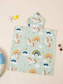 1 PIEZA Toalla de playa suave y adorable para niños y niñas - Adecuada para bebés y niños menores de 1,4 metros, toalla de baño con capucha para niños de 24x41 pulgadas de largo, toalla de piscina para niños pequeños con capucha