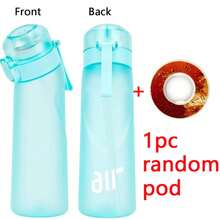 1pc Air Water Bottle With 1pc Random Round Shape Flavor Pod Sports Straw Plastic Cup Leak Proof Outdoor Travel Sports Bottles - 深藍 - 查看 8
