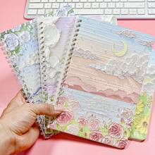 4 Books, 1 Set Of A5 Coil Books, Back-To-School Season Cover Hard Face Student Supplies Books, School Reward Books, Notebook Books, Cartoon Coil Books, Notepad Books, Cute Student Stationery, Paper Student Prizes School Supplies, Back To School