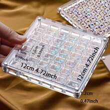 1 PIEZA Caja de almacenamiento con 36 compartimentos de acrílico transparente cuadrada estilo playa para exhibir especímenes de micropierdras, caja de almacenamiento de escritorio para joyas artesanales, caja de decoración, caja de almacenamiento DIY, regalo de vacaciones