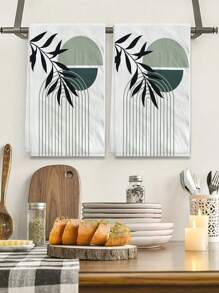 2pcs/Set Super Soft Towels, Boho Style Dish Cloths, Made Of Polyester, Handwash Only, Modern Farmhouse Decor, Neighbor Gifts, Cleaning Rags, Kitchen Decorative Towels