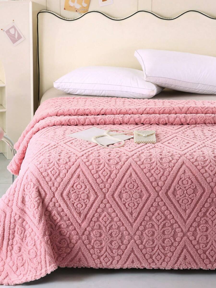 1pc Pink Fleece Blanket, Vintage Style Warm Soft Plush Throw Blanket For Bed, Air Conditioning, Sofa, Bedroom Decor, Available In Multiple Sizes And Colors