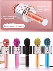 1pc Wireless Microphone Singing And Audio Integrated Home KTV Mobile Phone Music Speaker Karaoke Singing Suitable For Teenagers And Adults To Spend Time Party Interactive Entertainment