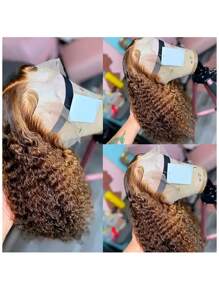 180% Density Honey Blonde Ombre Water Wave Curly Bob Wig - Pre-Plucked 13x4 Lace Front, Glueless Human Hair Wig For Women, 16 Inch, Wavy Short Style Highlight Water Wave Short Bob Wig 4/27 Color Curly 13x4 Lace Front Wig Water Wave Bob Wig 4/27 Lace Bob Wigs Water Wave, 180% Density With Baby Hair For Women Lace Front Wigs Human Hair Suitable For All Occasions, Suitable As Women's Gift Suitable For Christmas Occasions(Bob Wigs 8-16 Inch)