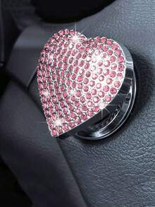 1pc Car One Key Start Protection Cover Sticker With Diamond Studded Heart-Shaped Metal Ignition Switch Button Decoration Ring - one-size - View 17