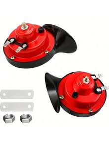 [Super Loud Train Horns] 2pcs Super Loud 130DB Train Horns - 12V Air Horn Replacement Kit, Car Air Electric Disc Double Horn - Automotive Accessories Universal For Car, Motorcycle, Truck, Bike, Boat - Multicolor - View 10