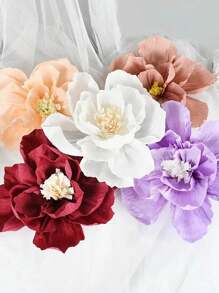 3 piezas de Flores de papel arrugado para decoración, manualidades de boda y decoración del hogar, flores de papel de color rosa pálido para decoración de fondo de fiesta, adecuadas para decoración de pared, arco, San Valentín y ambiente festivo