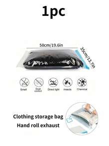 2/1pc Vacuum Compressed Storage Bag, Hanging Clothes Organizer Bag, Dust Proof Garment Bag With Swivel Hook, Space Saving, Waterproof, Moth-Proof, Zipper Sealed, Ideal For Clothes Storage, Winter Wear, Space Saver Bags