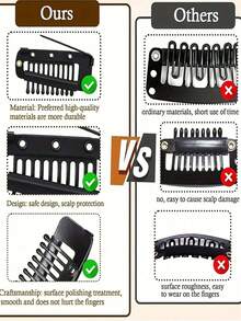 50个/20个/15个/10个/6个/3个装 流行发夹，帽子、面纱、围巾固定夹，假发发夹，弹性BB夹，发饰，头部饰品，女士发饰 - 黑色 - 查看 7