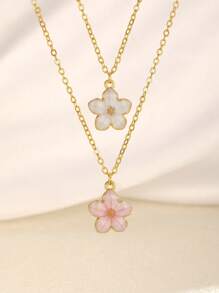 1pc Fashionable & Versatile Floral Pendant Necklace, Sweet & Fresh Nature-Inspired Korean Style Minimalist Flower Choker Suitable For Party, Date, Beach, Holiday, And Daily Wear