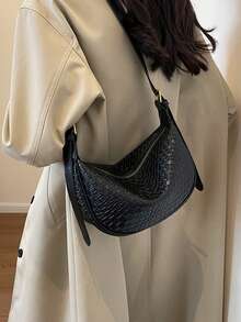 Sichelförmige Tasche Herbst Winter Frühling Tasche Fortschrittliche Umhängetasche für Frauen, eine Schulter modische allpassende neue Art Gewebe Knödeltasche für Frauen