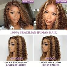 250% Density Honey Blonde Ombre Deep Wave Curly Bob Wig 4/27 Pre-Plucked 13x6X1 Lace Front Wig Glueless Human Hair Wig For Women Wet And Wavy Short Style Elegant Look For Everyday Or Special Occasions - Highlight & Piano - View 9